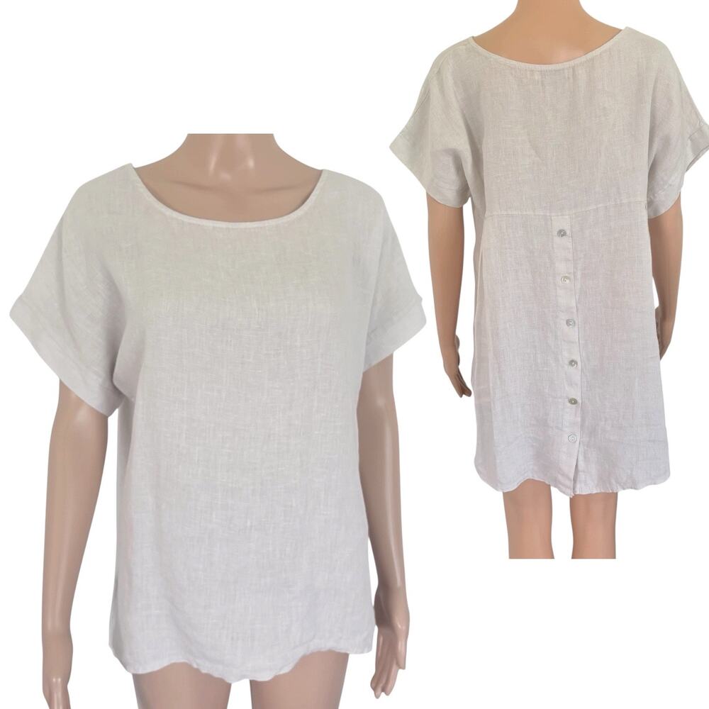 Terzo Millennio 100% Linen Top S Made in Italy High Low Coastal Minimalist Boho